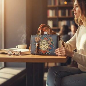 New Embossed Artisanal Tree of Life Mexican Cross Body Handbag Purse